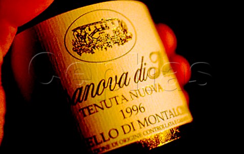Label on bottle of Casanova di Neri Torrenieri Tuscany Italy Brunello di Montalcino