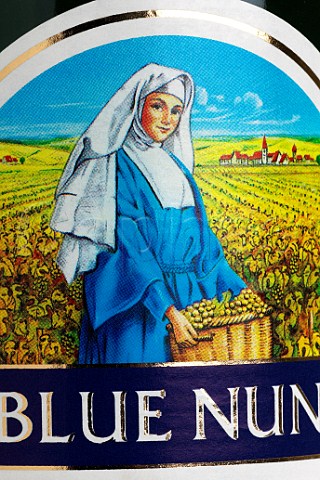 Label of Blue Nun wine from the Rheinhessen Germany