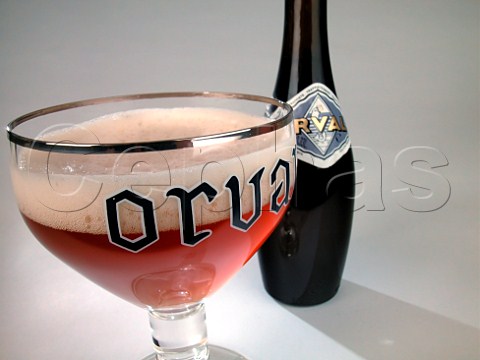 Bottle and glass of Orval Trappist ale Florenville   Belgium