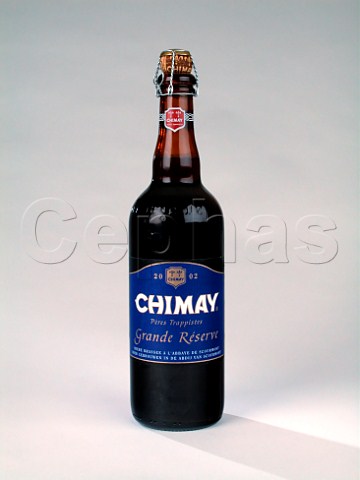 Bottle of Chimay Trappist beer brewed at Abbaye de   NotreDame de Scourmont Forges Belgium Capsule   Bleue 71