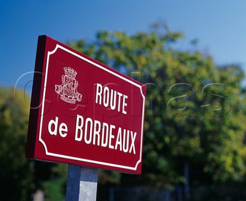 Sign on the D2 road in Pauillac Gironde France   Mdoc  Bordeaux