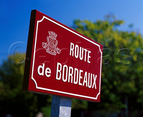 Sign on the D2 road in Pauillac Gironde France   Mdoc  Bordeaux