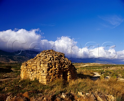 Old stone hut guardavias in the vineyards near   Samaniego Alava Spain    Rioja Alavesa