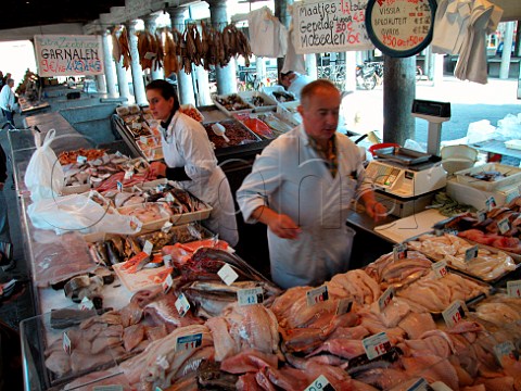 Traditional fish market Bruges Belgium