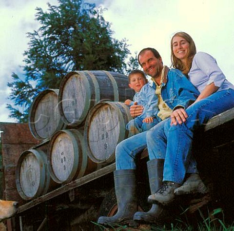 Josh and Mary Beth Chandler with son Grey   Lazy Creek Winery Philo Mendocino Co California  Anderson Valley