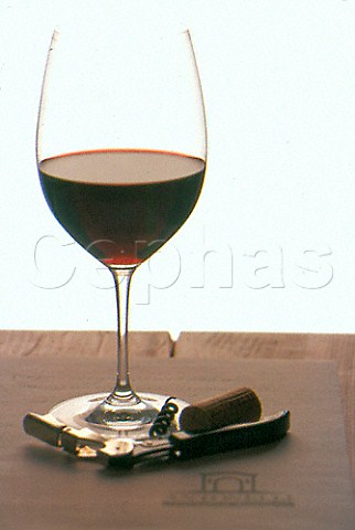 Corkscrew with glass of Antonelli   Montefalco Rosso   Montefalco Umbria Italy