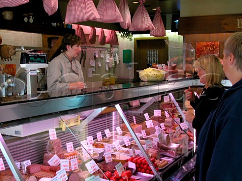 Fresh meats on sale in a delicatessen Brugge   Belgium