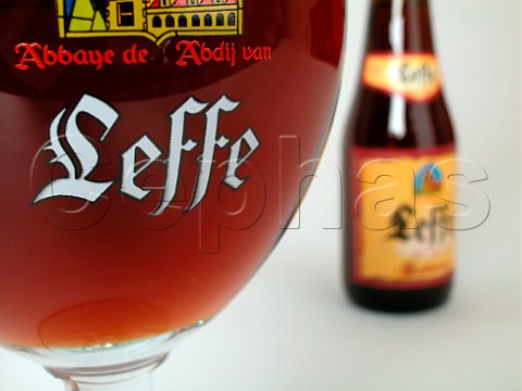 Glass and bottle of Leffe Radieuse ale Belgium