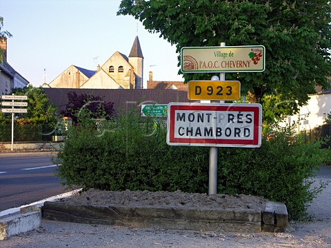 Sign at the edge of MontPrsChambord  LoireetCher France  Cheverny and CourCheverny