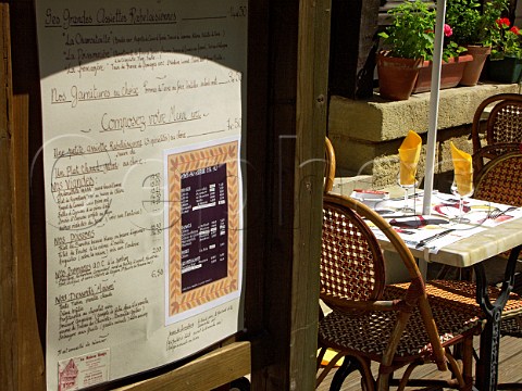 Menu display outside La Maison Rouge restaurant   Chinon  IndreetLoire France  Touraine