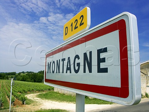 Road sign at the entrance to Montagne village   Gironde France MontagneStmilion  Bordeaux