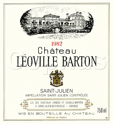 Wine label of Chteau LovilleBarton 1982   StJulien  Bordeaux