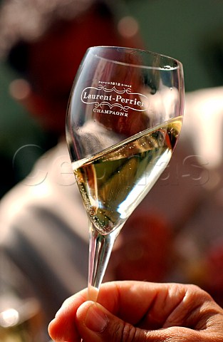 Glass of LaurentPerrier champagne