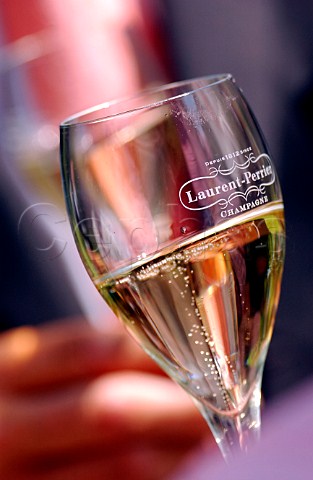 Glass of LaurentPerrier champagne