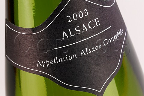 Neck label on bottle of 2003 Alsace wine