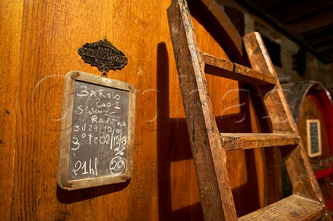 Oak botte in the cellars of Giuseppe Rinaldi winery   Barolo Piemonte Italy  Barolo