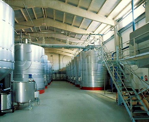 Refrigerated steel fermentation tanks at Bodegas   Ochoa Olite Spain Navarra