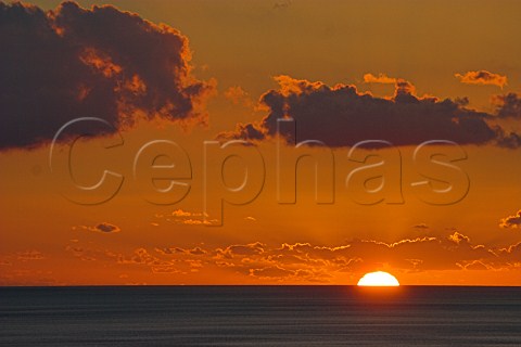 Sunset across the Atlantic Ocean seen from Funchal   Madeira Portugal