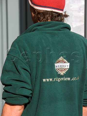 Winery workers fleece with RidgeView Merret symbol   on back Ditchling Common East Sussex England