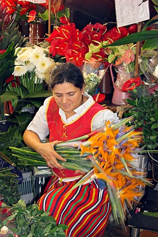 Flower stall at the Mercado dos Lavradores Funchal   Madeira Portugal