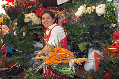 Flower stall at the Mercado dos Lavradores Funchal   Madeira Portugal