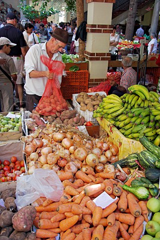 Vegetable stall at the Mercado dos Lavradores   Funchal Madeira Portugal