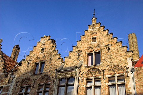 Flemish style gabled houses in Brugge Belgium