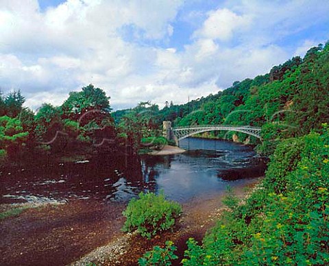 Telford bridge over the River Spey at Craigellachie Banffshire Scotland Speyside