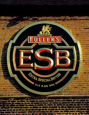 Sign for Fullers ESB beer outside their Griffin   Brewery Chiswick London
