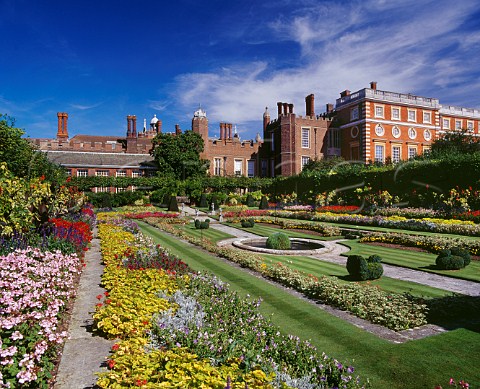 Hampton Court Palace viewed from The Pond Gardens London England