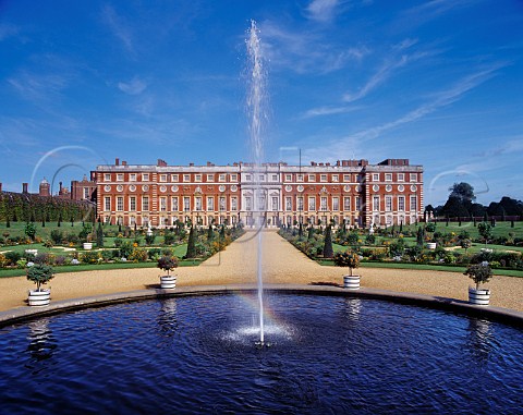 Fountain in the Privy Garden at Hampton Court Palace London England