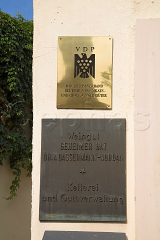 Sign outside Weingut Geheimer Rat Dr von   BassermannJordan Deidesheim Germany  Pfalz