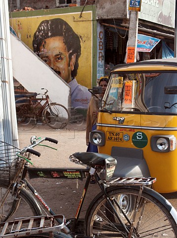 Bicycles and Auto parked at the side of the road   Chennai Madras India