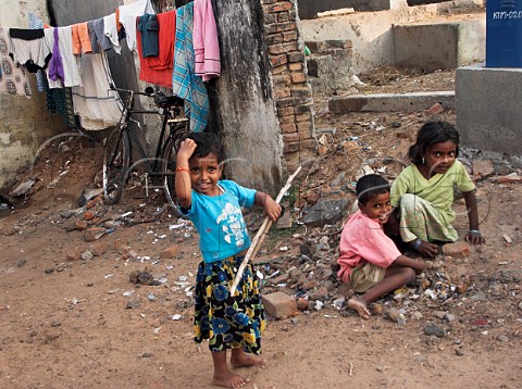 Young children playing on street Chennai Madras   India