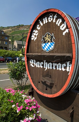 Decorated barrel sign at Bacharach Germany   Mittelrhein