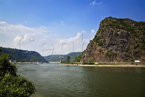 Loreley rock near St Goarshausen marks the   narrowest point on the Rhine between Switzerland and   the North Sea Germany  Mittelrhein