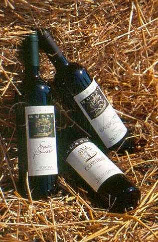 Bottles of Russo wine Sasso Bucato Ceppitaio and Barbicone Suvereto Tuscany Italy  Val di Cornia