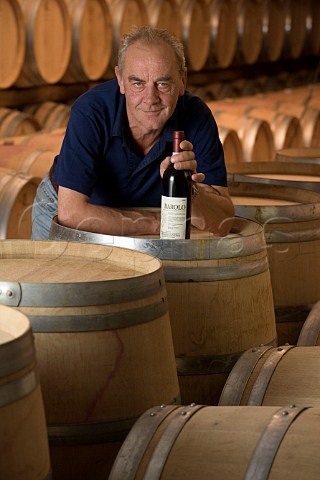 Guido ConternoFantino in his barrel cellar Monforte dAlba Piemonte Italy