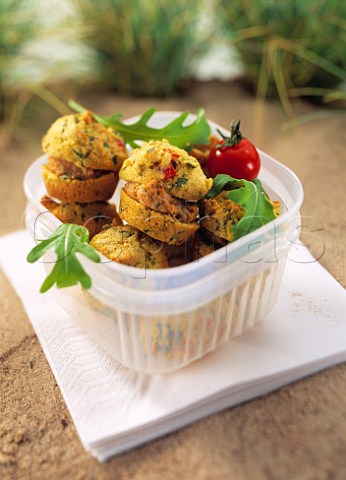 Savoury muffins with salmon filling