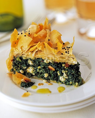 Spinach and feta cheese filo pastry pie