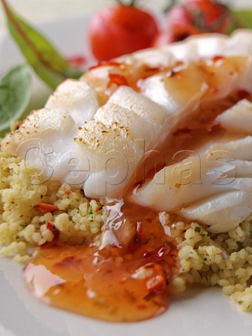 Cod on a bed of couscous