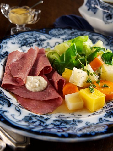 Salt beef with vegetables and horseradish