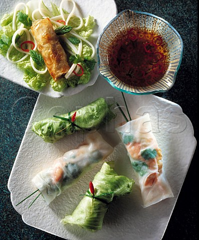 Spring rolls with a dip