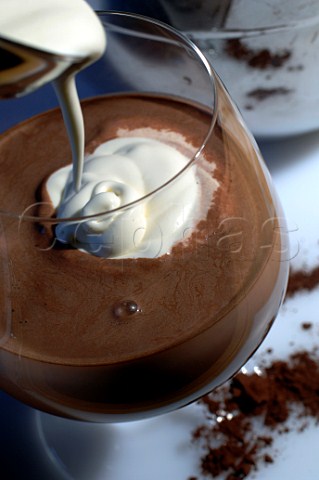 Homemade chocolate mousse in a glass