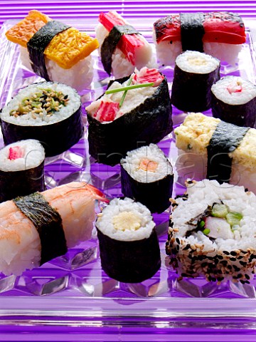 Japanese maki sushi and nigiri sushi
