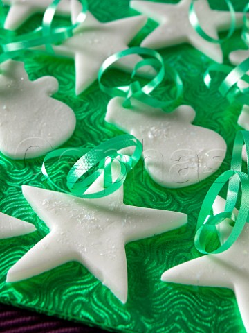 Christmas Peppermint creams with ribbons for hanging on the tree