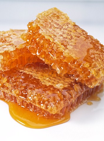 Honeycomb with honey seeping out