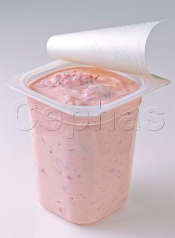 Pot of strawberry yoghurt