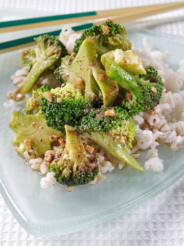 Broccoli stir fry with rice