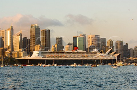 Cruise ship Queen Mary 2 in arriving in Sydney Harbour New South Wales Australia